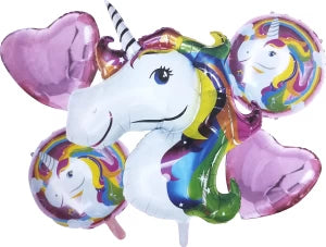 Unicorn Theme Foil Balloon Foil Balloon Set of -5 Piece For Birthday Day Party