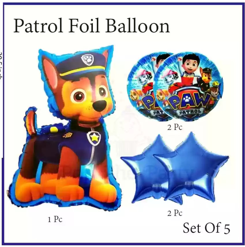 Paw Patrol Theme Foil Balloon Foil Balloon Set of -5 Piece For Birthday Day Party