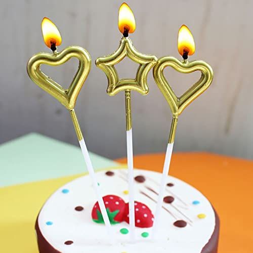 Heart Star Shape Cake Topper Candle  Piece