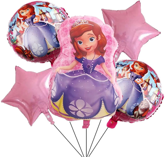 Sophia Princess Theme Foil Balloon Foil Balloon Set of -5 Piece For Birthday Day Party