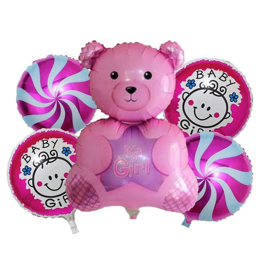 Its A Girl Bear Theme Foil Balloon Foil Balloon Set of -5 Piece For Birthday Day Party