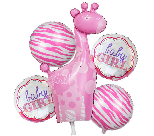 Giraffe Shape Baby Shower Foil Balloons Party Decoration Kids Girl Arrival Baby Shower Balloon It's A Girl Balloon - Pink
