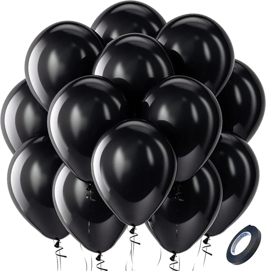 Black Balloons Latex Party Balloons, 12Inches balloons for Birthday Decorations, Weddings, Baby Shower, Balloon Modelling, Balloon Arch Decorations