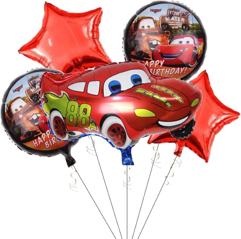 McQueen Lightning Ca Theme Foil Balloon Foil Balloon Set of -5 Piece For Birthday Day Party