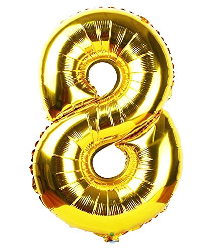 Golden Number ( 0 - 9 ) Foil Balloon For Birthday, Anniversary, Bridal Shower Celebration and Decoration