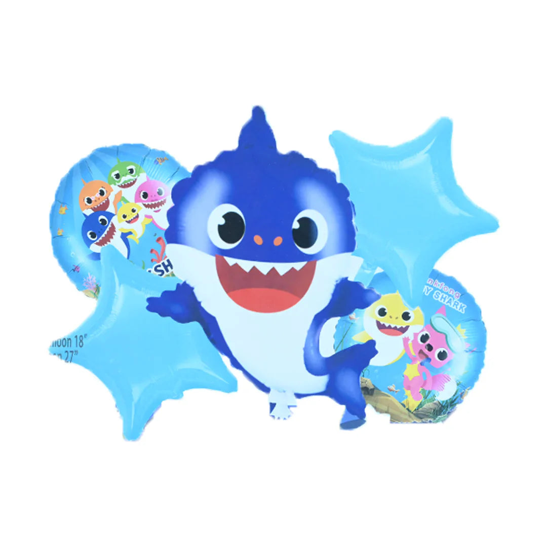 Baby Shark Theme Foil Balloon Foil Balloon Set of -5 Piece For Birthday Day Party