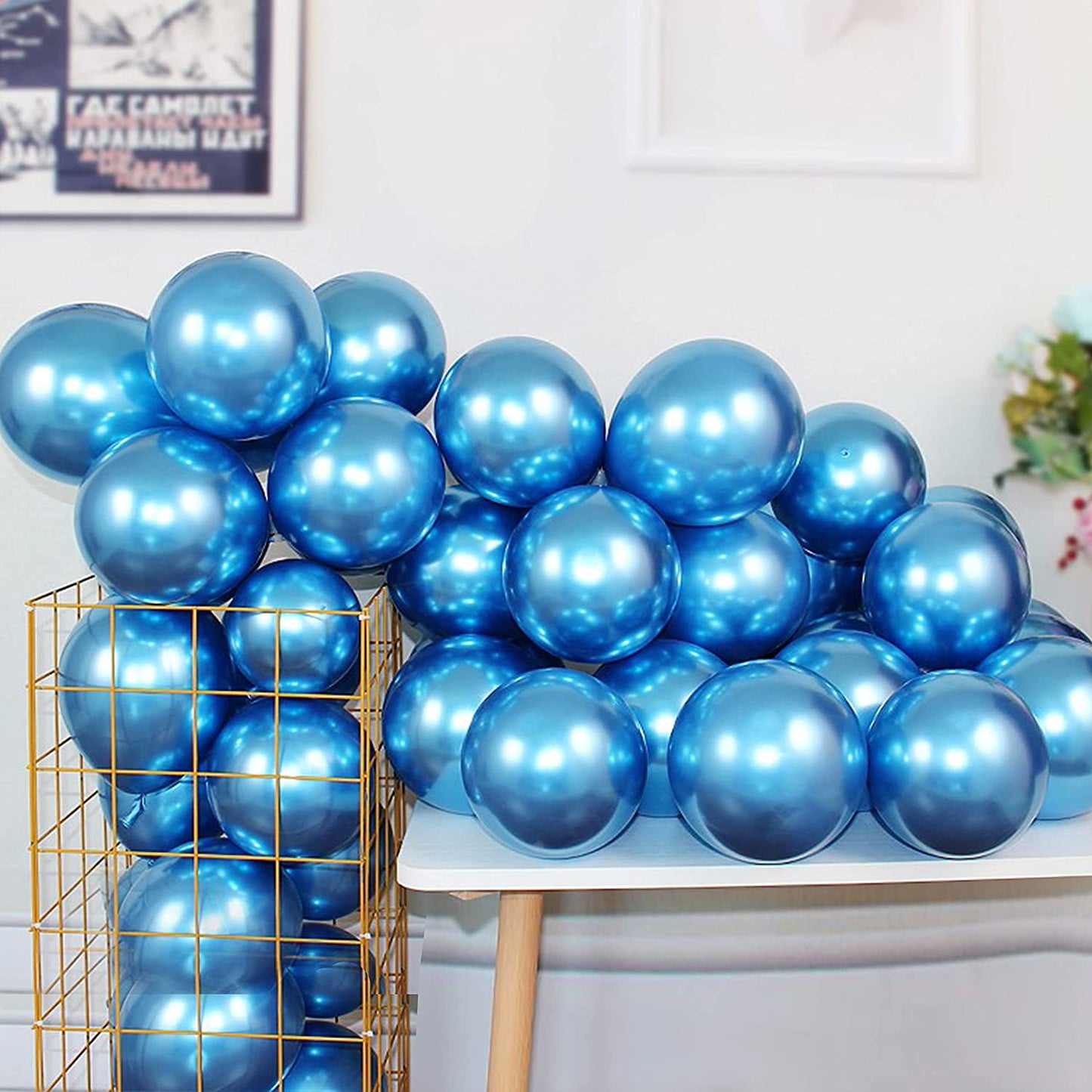 Blue Metallic Latex Chrome Premium Quality Balloons