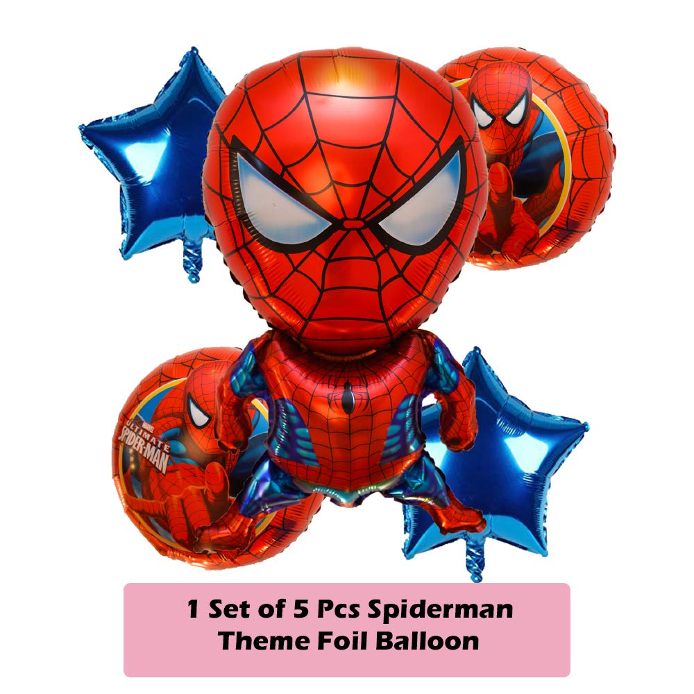 Spiderman Theme Foil Balloon Foil Balloon Set of -5 Piece For Birthday Day Party