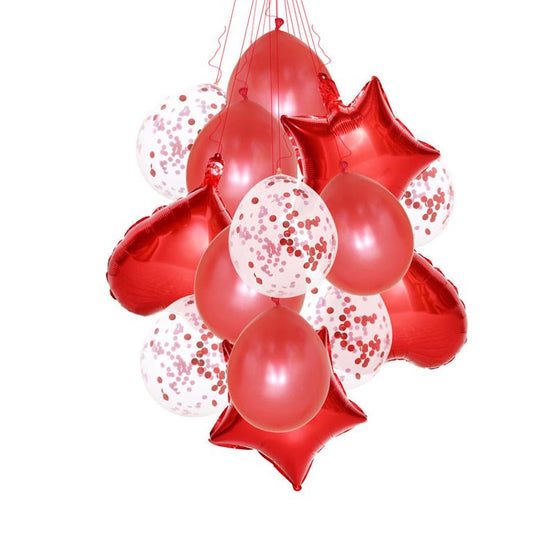 14-Piece Golden Confetti Balloon Set | Star, Heart, and Latex Balloons for Party Decor