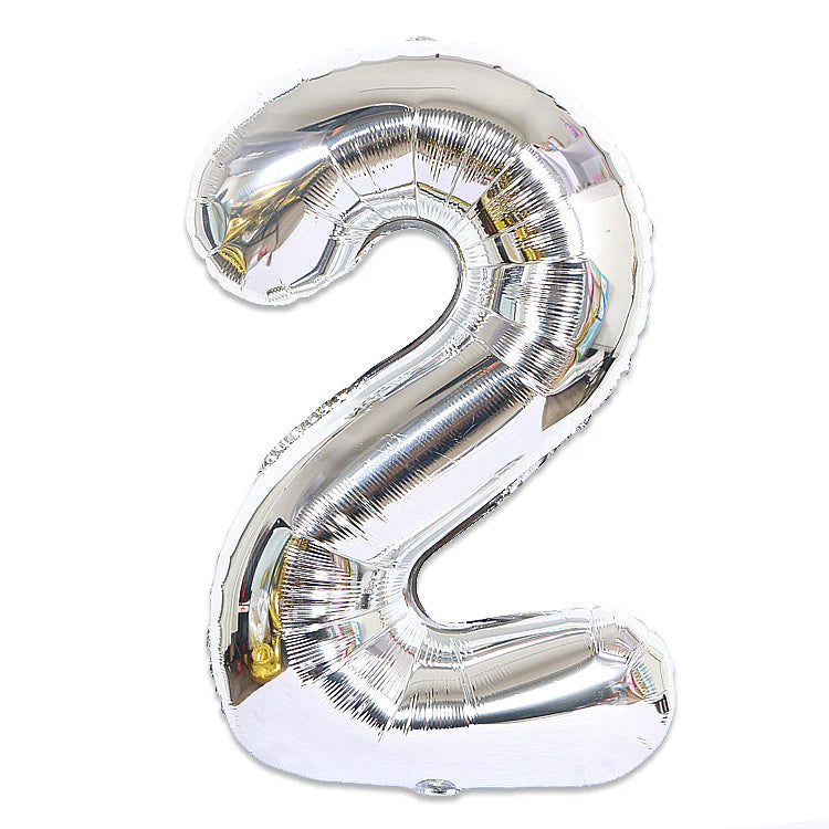 Silver Number ( 0 - 9 ) Foil Balloon For Birthday, Anniversary, Bridal Shower Celebration and Decoration