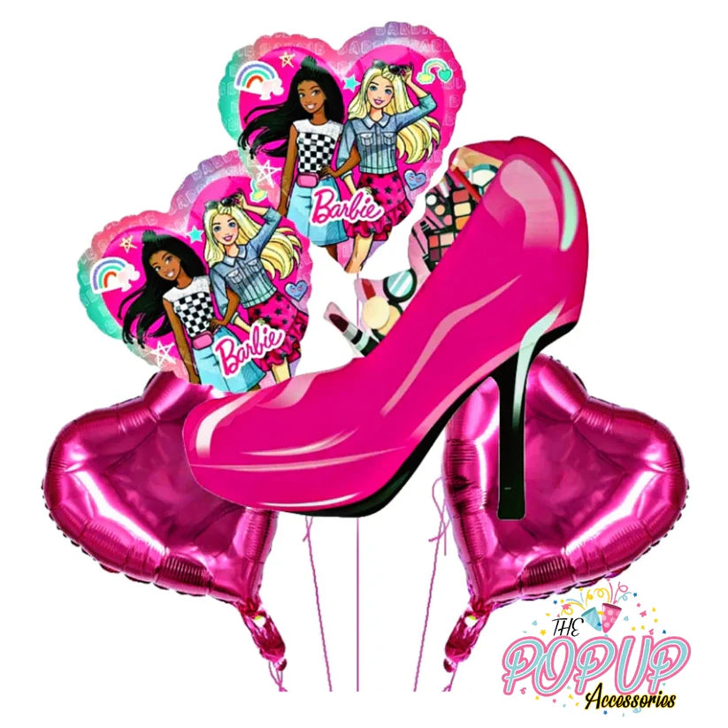 Barbie Birthday Theme Car shape Foil Balloons -  Barbie Doll Inspired Party Decorations (5pcs Set)