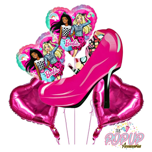 Barbie Birthday Theme Car shape Foil Balloons -  Barbie Doll Inspired Party Decorations (5pcs Set)