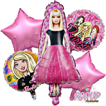 Barbie Birthday Theme Car shape Foil Balloons -  Barbie Doll Inspired Party Decorations (5pcs Set)