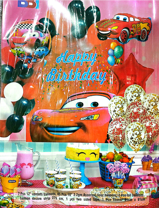 Macqueen Car birthday theme party decorations set garland backdrop kit