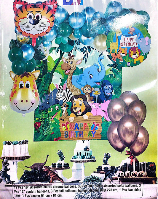 Safari Jungle Birthday Theme Party Decorations Set Garland Backdrop Kit