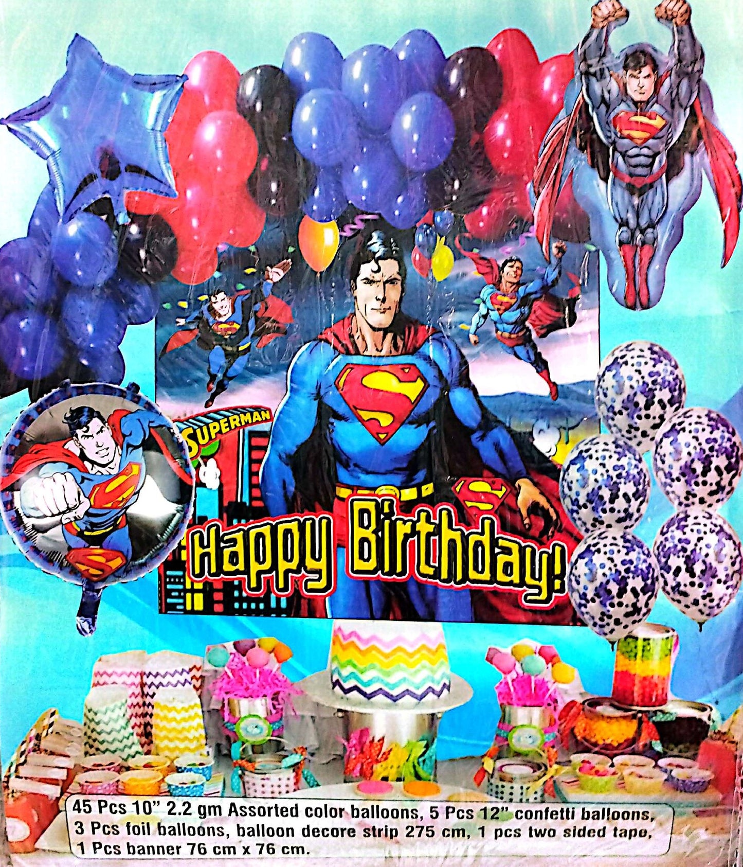 Super Man birthday theme party decorations set garland backdrop kit