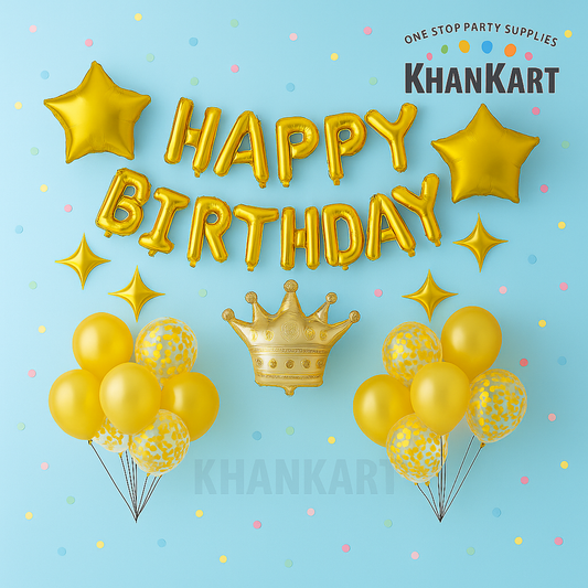 42 Piece Golden Happy Birthday Balloon Set For Party Decoration