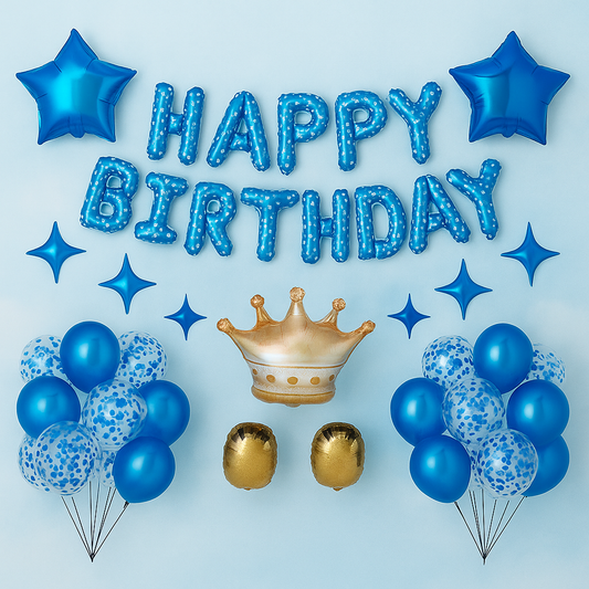 42 Piece Blue Happy Birthday Balloon Set For Party Decoration