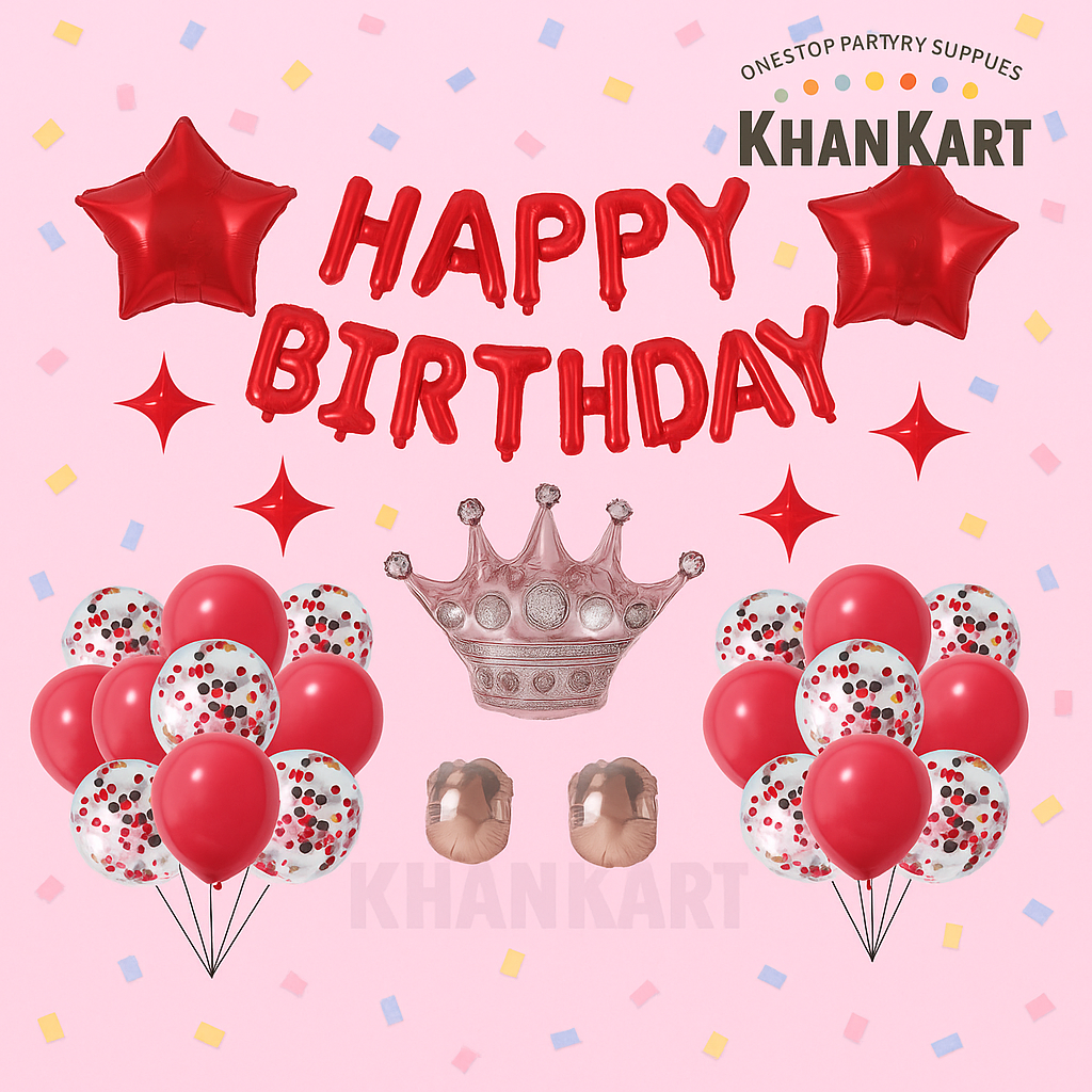 42 Piece Red Happy Birthday Balloon Set For Party Decoration