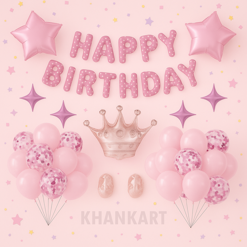 42 Piece Pink Happy Birthday Balloon Set For Party Decoration