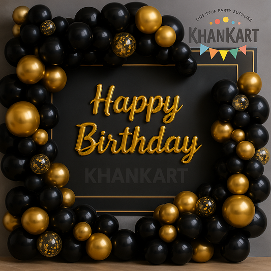 100 Piece Black Golden Foil Balloons  Theme Set For Party Decoration