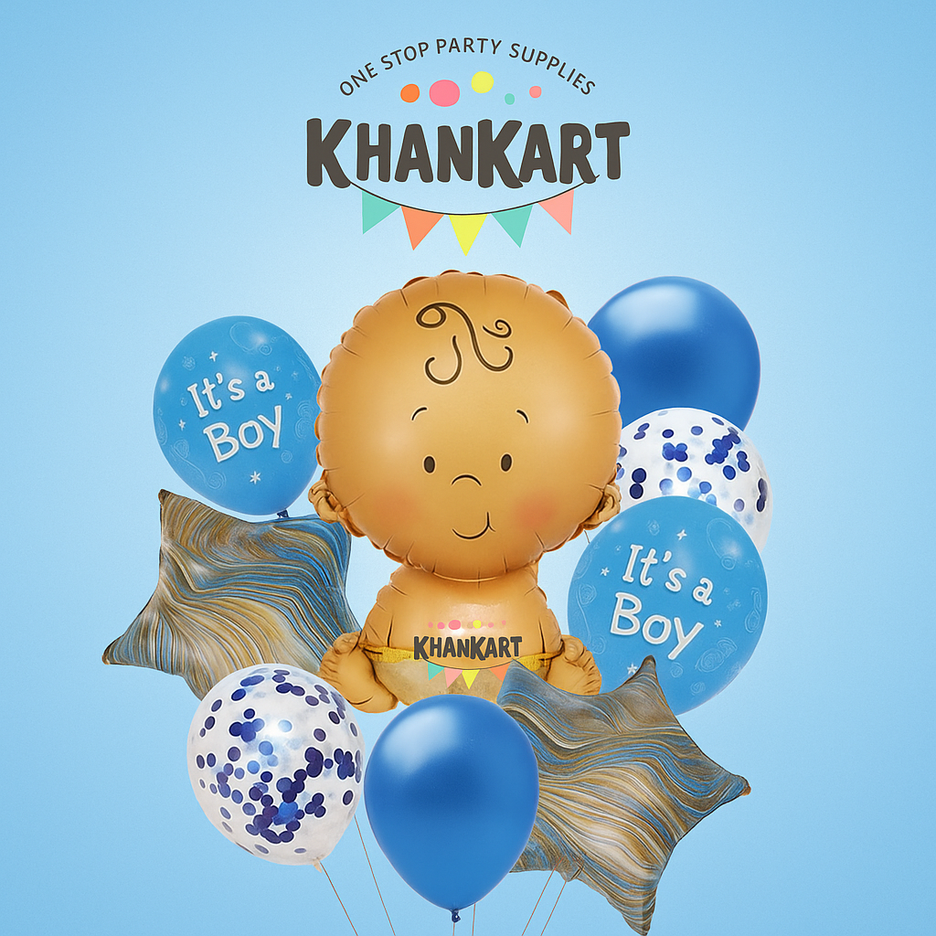 Its A Boy Theme Foil Balloon Foil Balloon Set of -9 Piece For Birthday Day Party