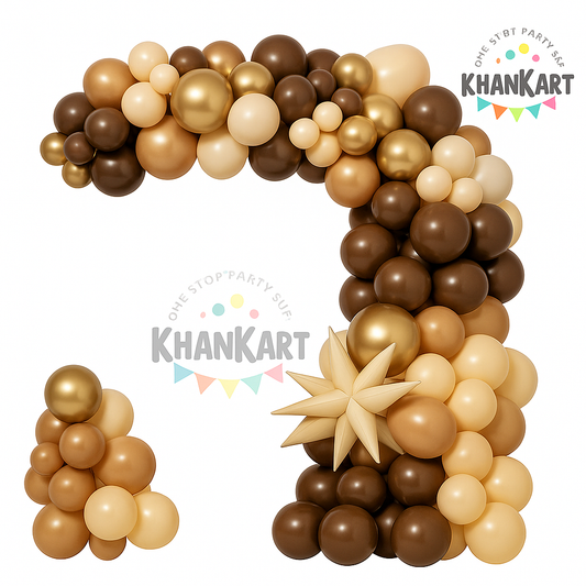 102pcs Brown & Peach Gold  Balloons Garland Theme Set For Bow Themed Party Decoration & Celebration