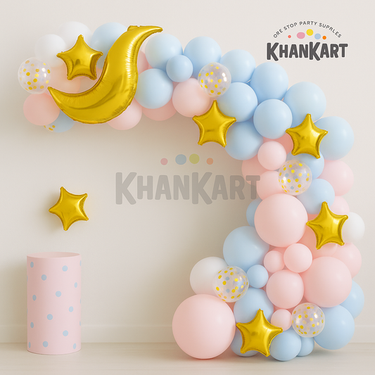 100 pcs Sky Blue Pink Balloons Garland Theme Set For Bow Themed Party Decoration & Celebration