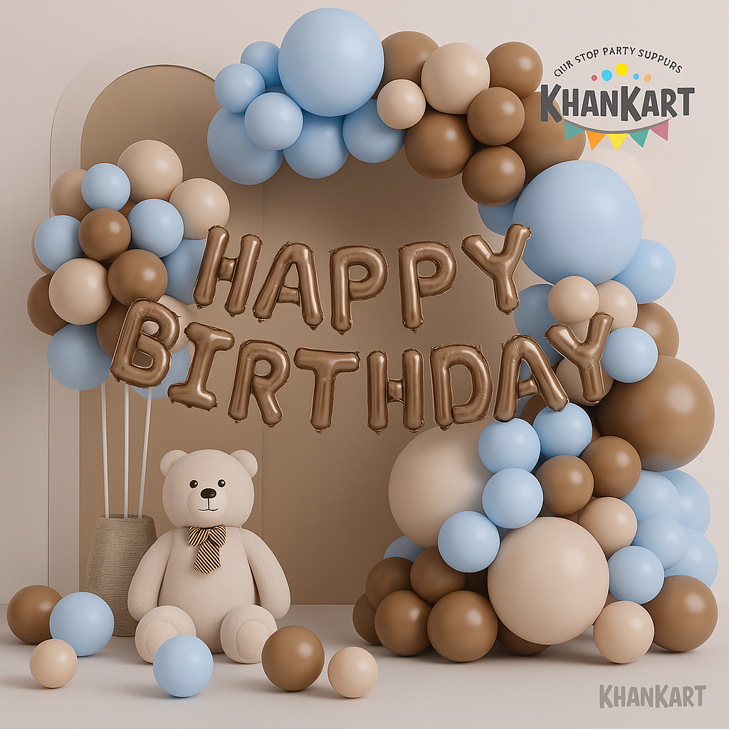 Brown Happy Birthday  Theme Foil Balloon  Theme Decoration and Celebration