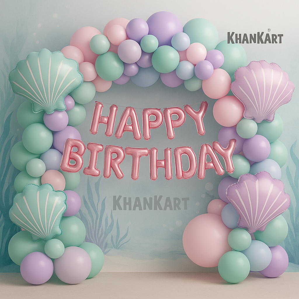 Mermid Happy Birthday Theme Foil Balloon  Theme Decoration and Celebration
