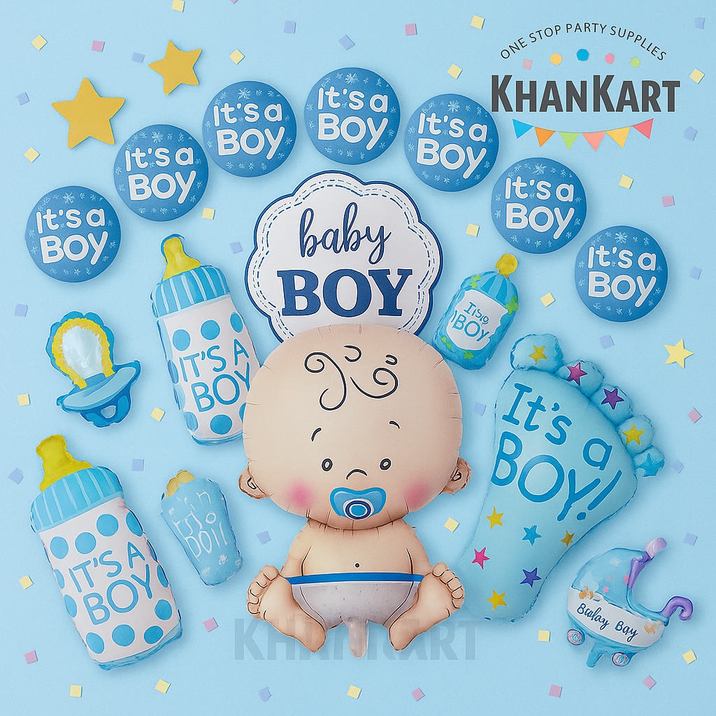 13PCS Premium Baby Shower & Birthday Balloon Decoration Set – Its A Boy  Foil & Latex Balloons Combo