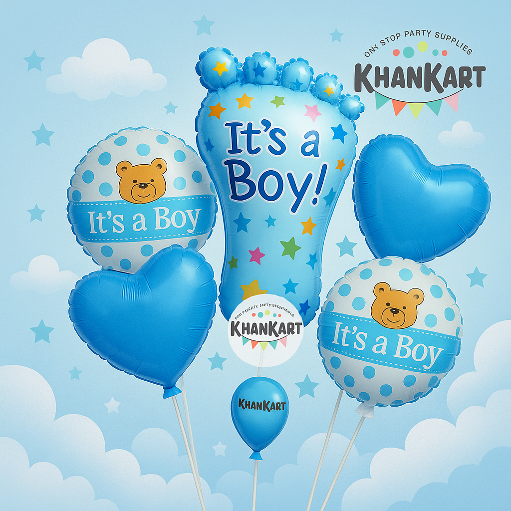 Its A Boy Theme Foil Balloon Foil Balloon Set of -5 Piece For Birthday Day Party