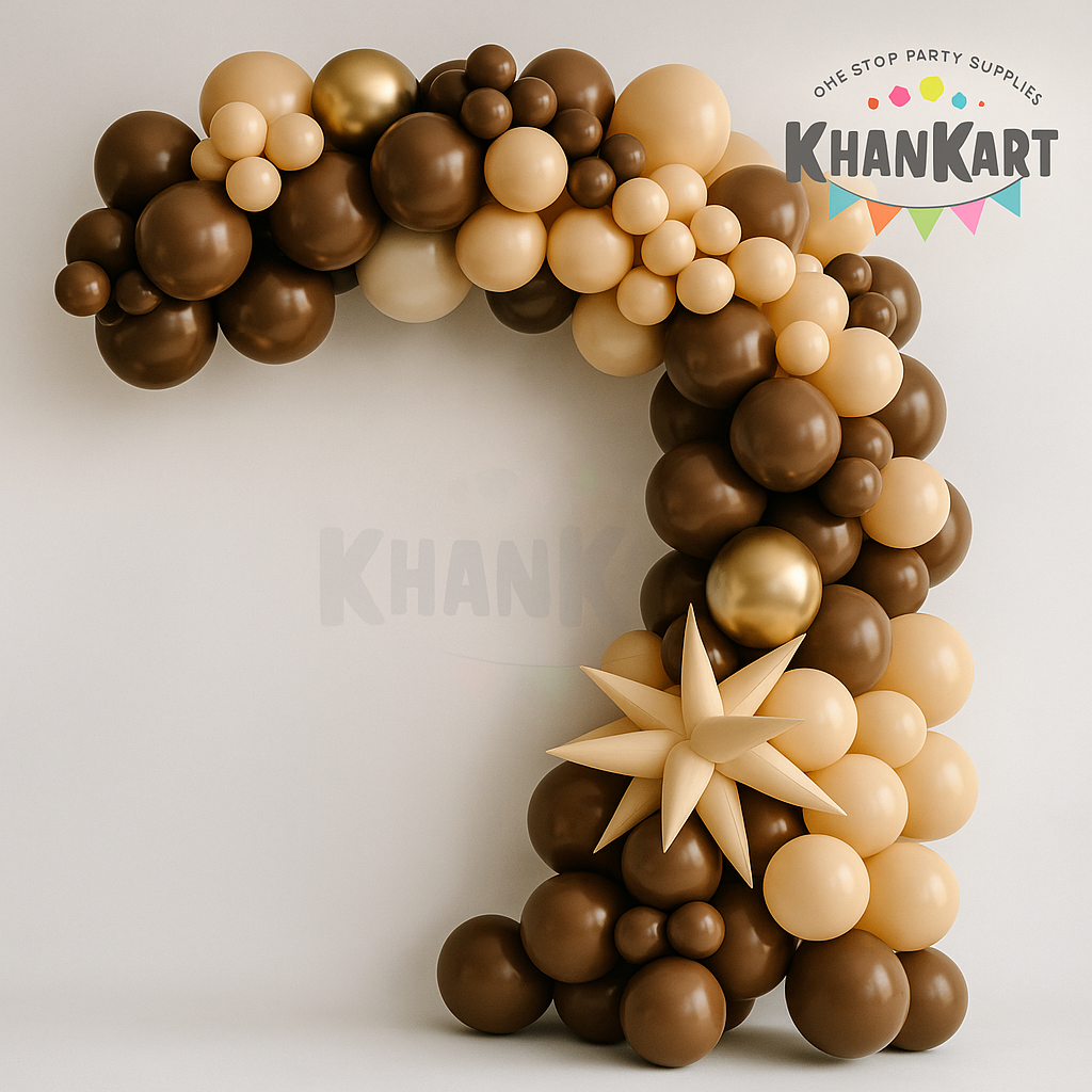 102pcs Brown & Peach Gold  Balloons Garland Theme Set For Bow Themed Party Decoration & Celebration