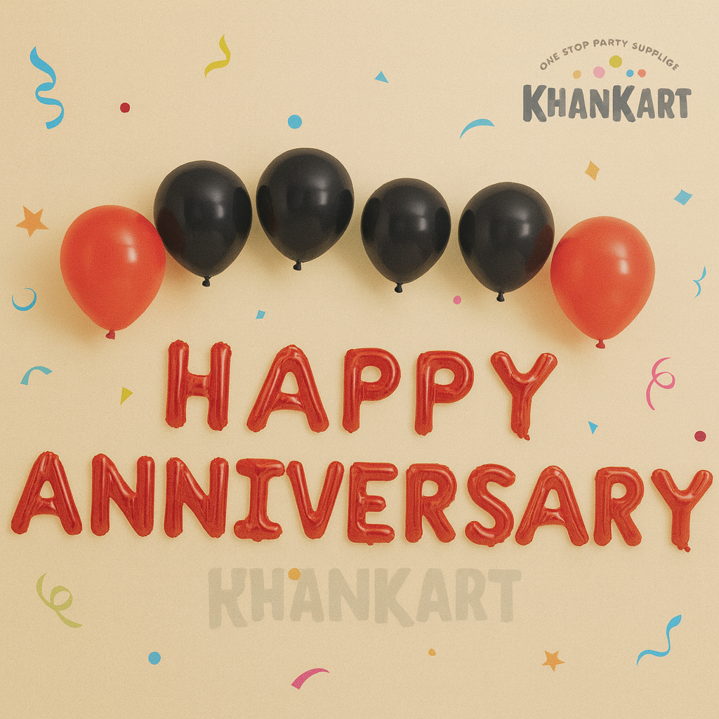 Red Happy Anniversary Foil Balloons Set for Anniversary Theme Celebration & Decoration