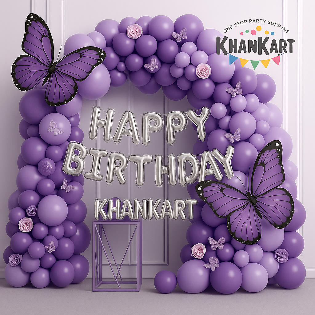 59 pcs Purple Happy Birthday  Balloons Garland Theme Set For Bow Themed Party Decoration & Celebration