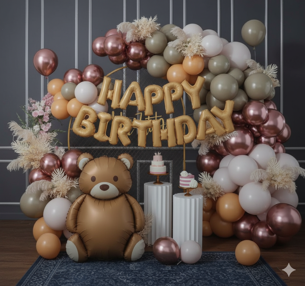 43 Piece Brown Bear Happy Birthday Theme For Party Decoration