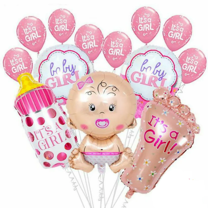 13PCS Premium Baby Shower & Birthday Balloon Decoration Set – Its A Girl  Foil & Latex Balloons Combo