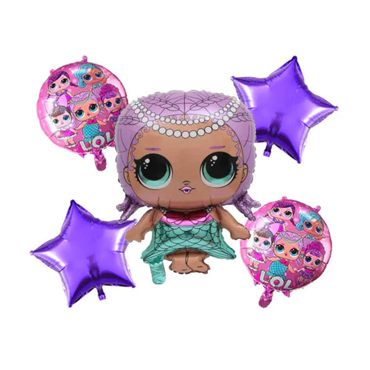 MG LOL DOLL Tree Foil Balloon Set - 5 Pieces For MG LOL DOLL Theme Party Celebration