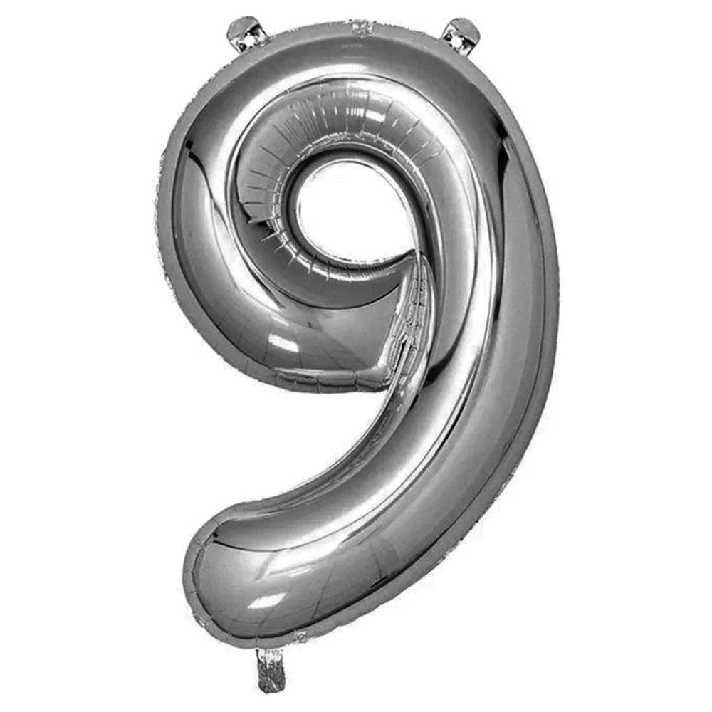 Silver Number ( 0 - 9 ) Foil Balloon For Birthday, Anniversary, Bridal Shower Celebration and Decoration