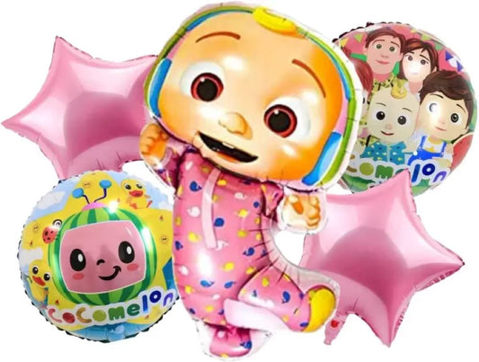 Cocomelon Theme Foil Balloon Foil Balloon Set of -5 Piece For Birthday Day Party
