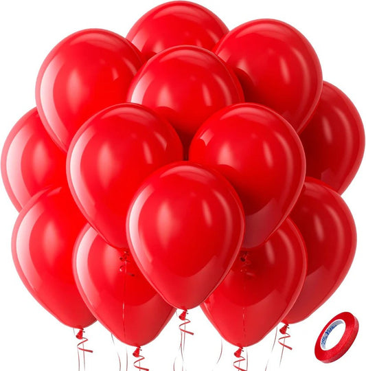 Red Balloons Latex Party Balloons, 12Inches balloons for Birthday Decorations, Weddings, Baby Shower, Balloon Modelling, Balloon Arch Decorations