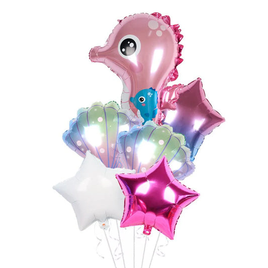 Sea Horse Theme Foil Balloon Foil Balloon Set of -5 Piece For Birthday Day Party