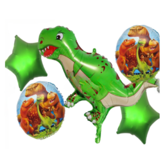 Green Dinosaur Theme Foil Balloon Foil Balloon Set of -5 Piece For Birthday Day Party