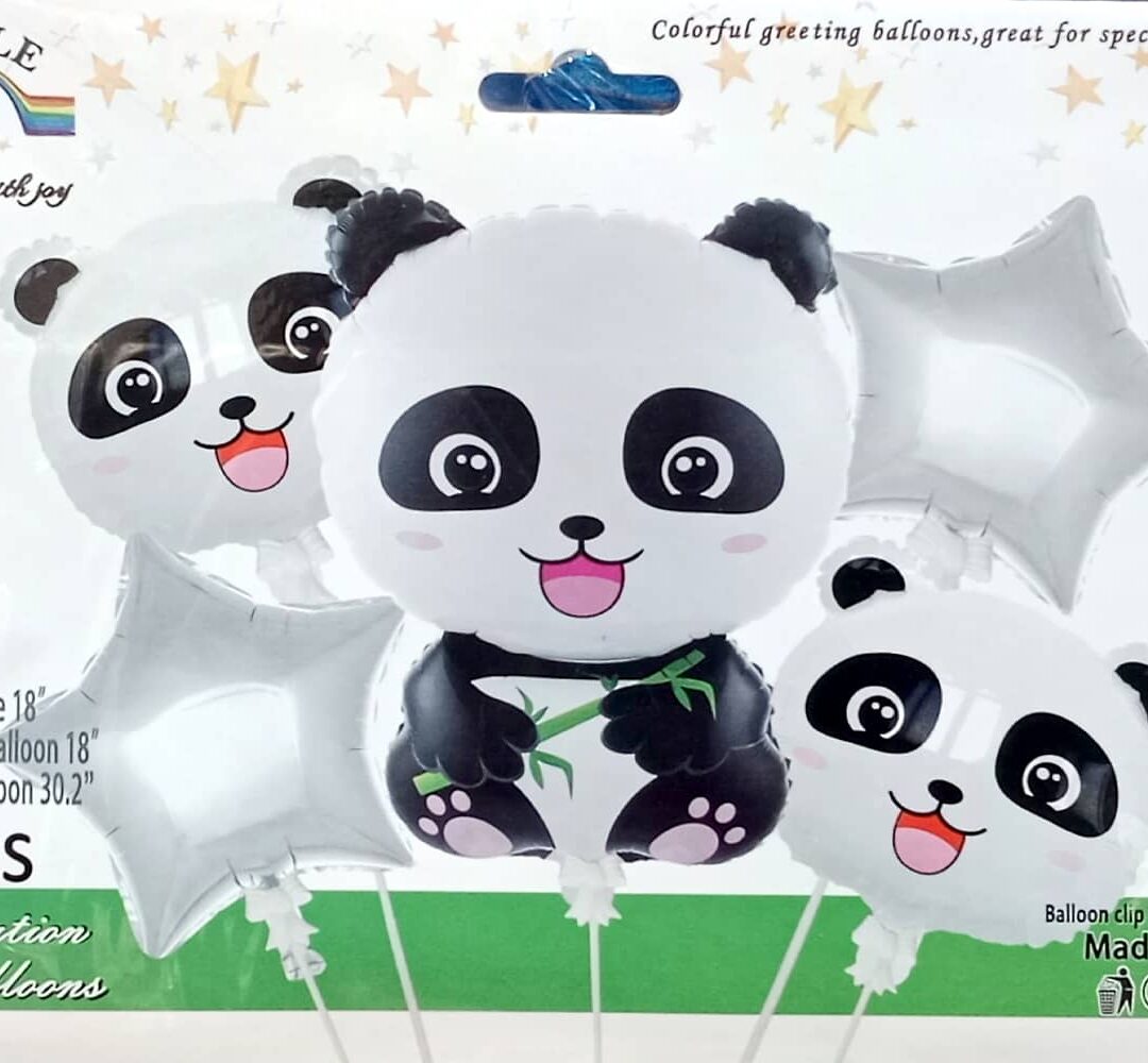 Panda Face Theme Foil Balloon Foil Balloon Set of -5 Piece For Birthday Day Party
