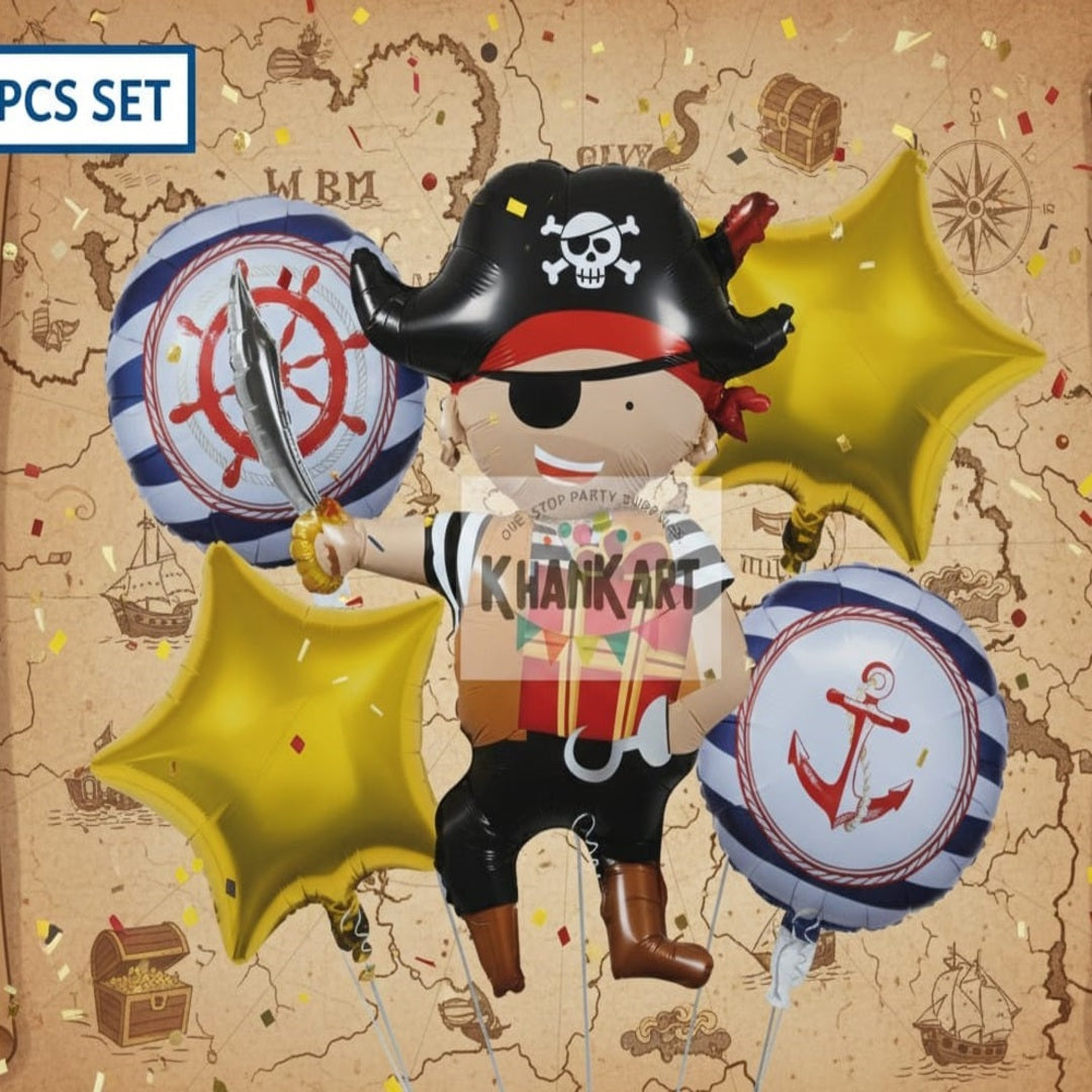 Pirates of Caribbean Theme Foil Balloon Foil Balloon Set of -5 Piece For Birthday Day Party