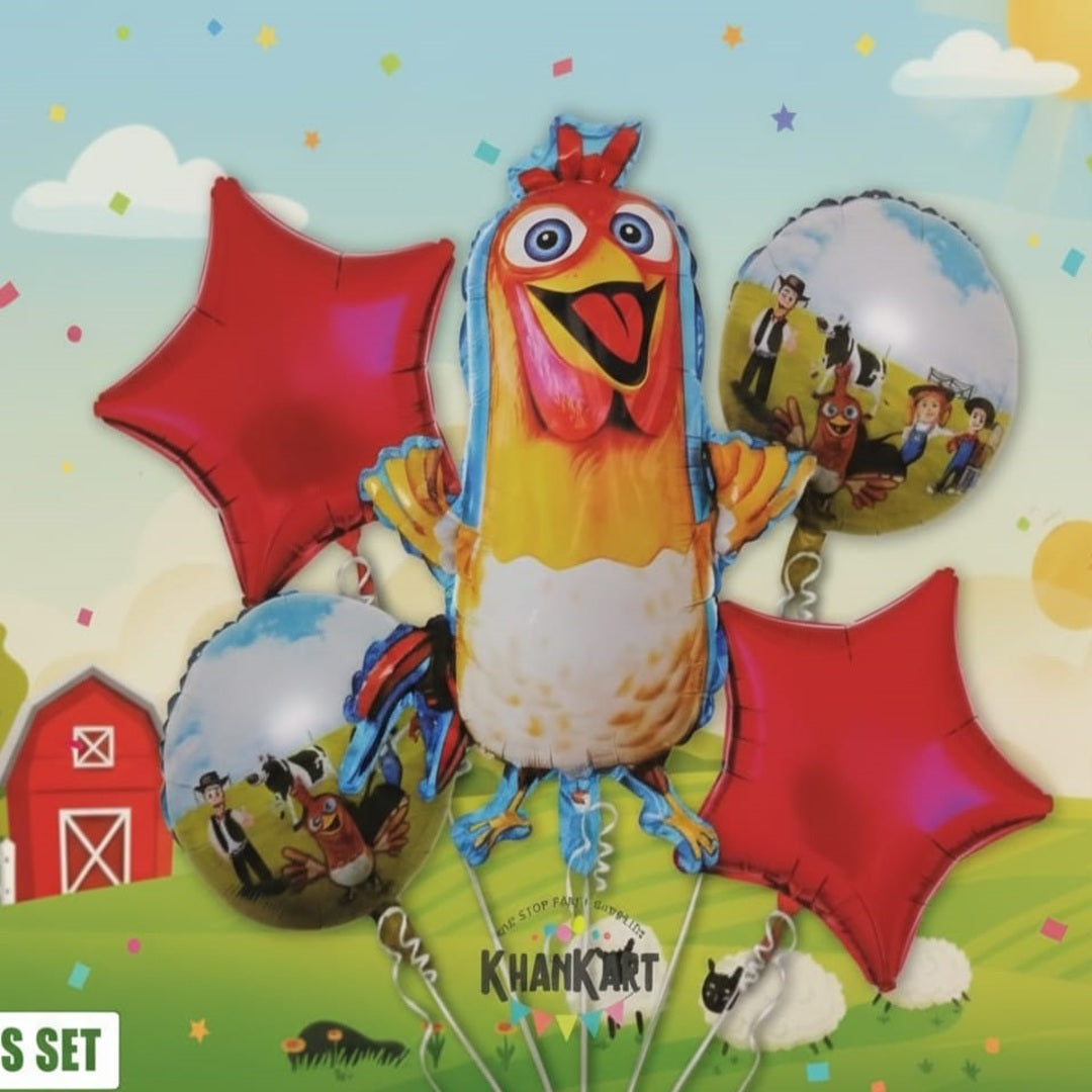 Duck Theme Foil Balloon Foil Balloon Set of -5 Piece For Birthday Day Party