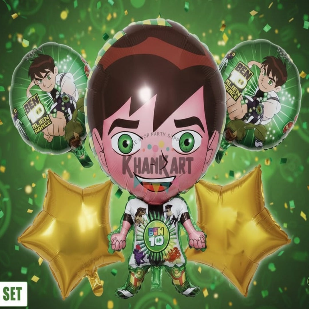 Ben Ten Theme Foil Balloon Foil Balloon Set of -5 Piece For Birthday Day Party