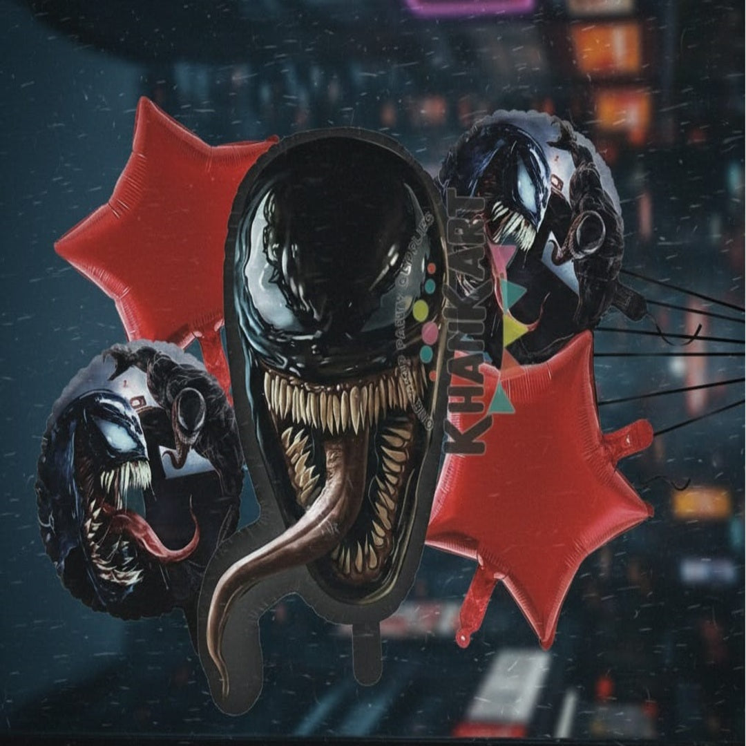 Venom Theme Foil Balloon Foil Balloon Set of -5 Piece For Birthday Day Party