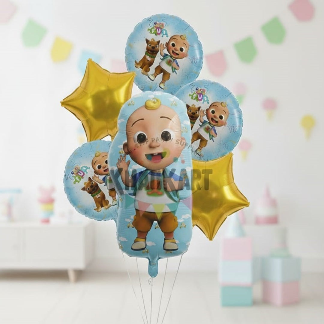 Coco Melon Theme Foil Balloon Foil Balloon Set of -5 Piece For Birthday Day Party