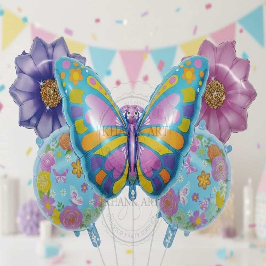 Butterfly  Theme Foil Balloon Foil Balloon Set of -5 Piece For Birthday Day Party